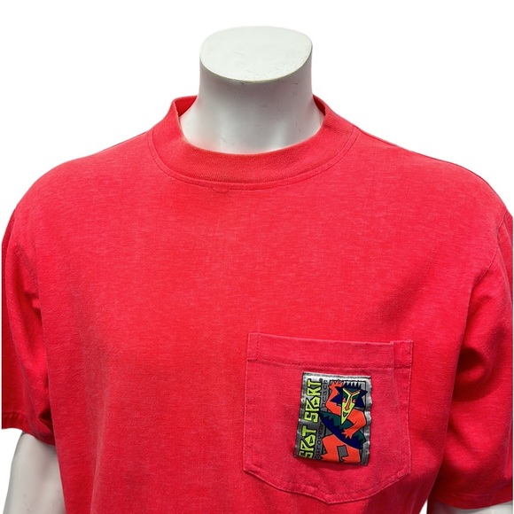 Vintage 80-90s Spot Sport European Beach Pink Single Stitch T-Shirt Surf USA XL - Picture 7 of 12